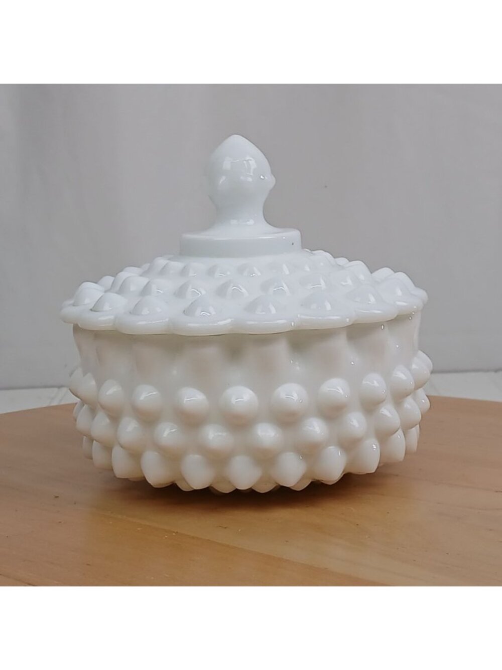 Vintage Fenton White Hobnail Milk Glass Lidded Candy Dish USA